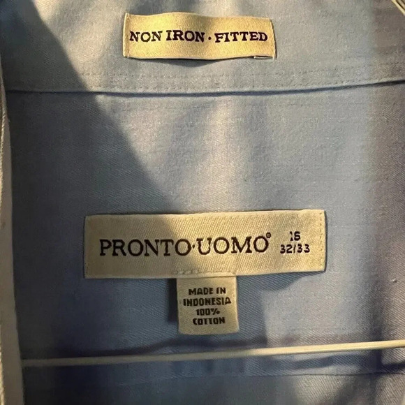 Pronto.uomo 16/ 32-33 100% cotton long sleeve Blue - Picture 5 of 6